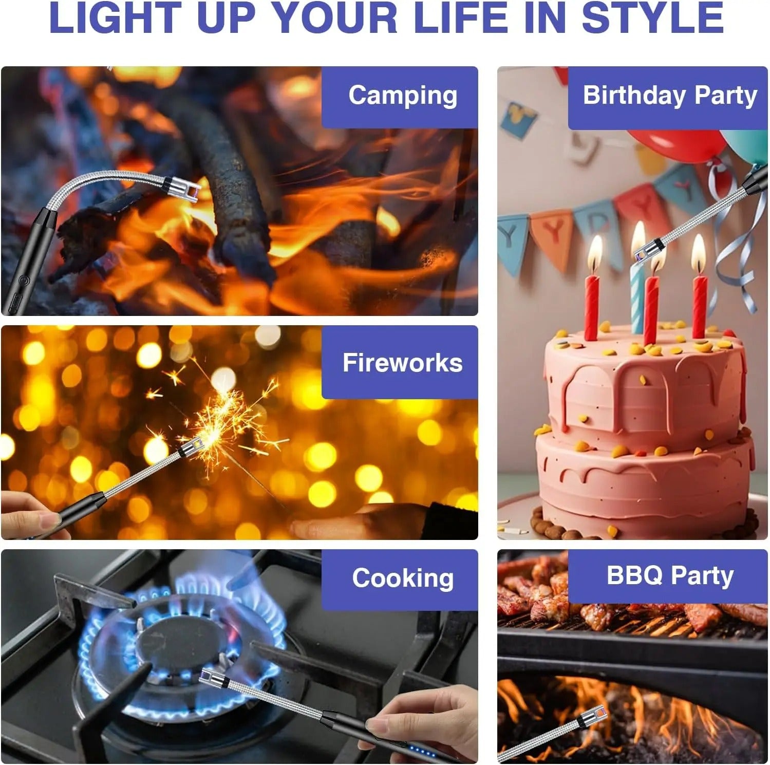 Windproof Electric Rechargeable Lighter With 360° Flexible Neck