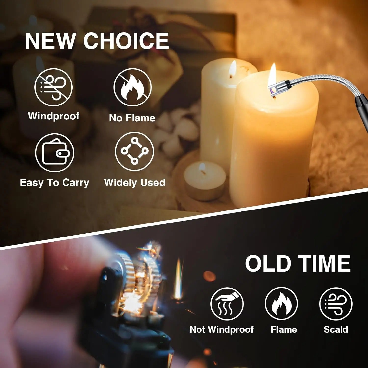 Windproof Electric Rechargeable Lighter With 360° Flexible Neck