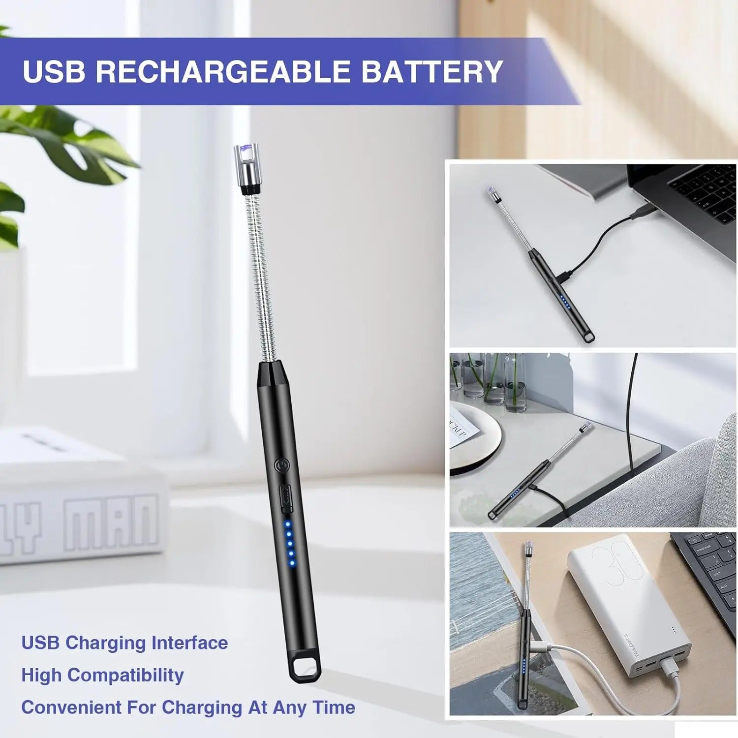 Windproof Electric Rechargeable Lighter With 360° Flexible Neck