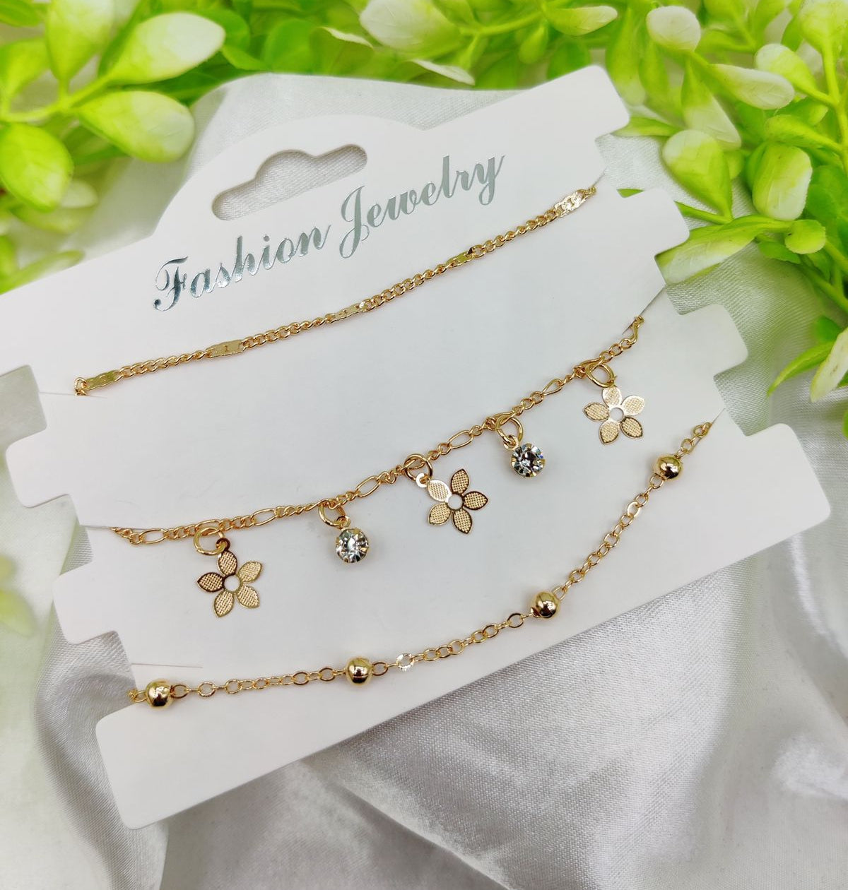 Imported Elegant Floral Charm Bracelet Set – Adjustable Imported